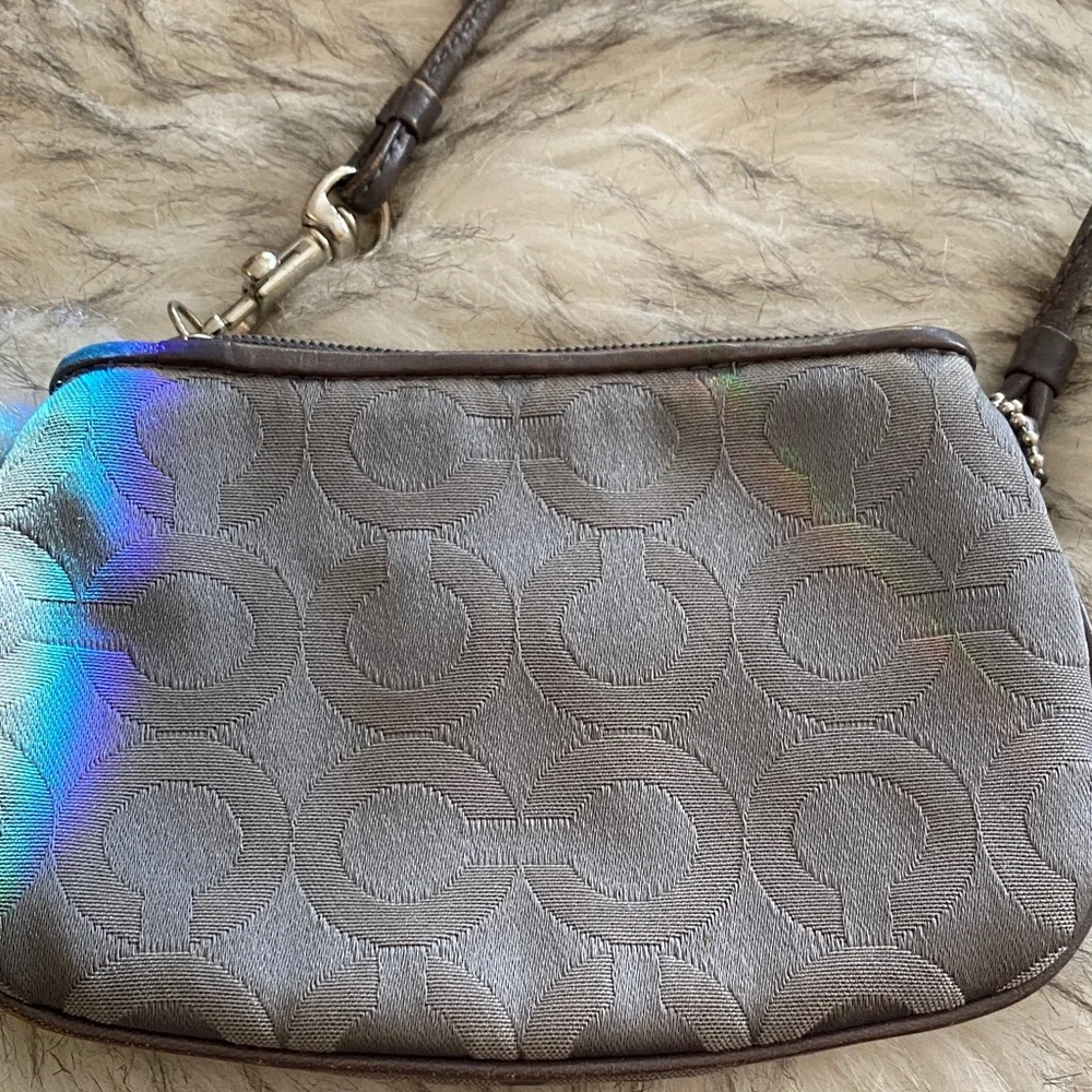 Coach Metallic Gray Wristlet